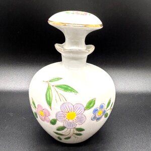Vintage Hand-Painted Perfume Bottle Japanese Handpainted Floral & Gold Accents